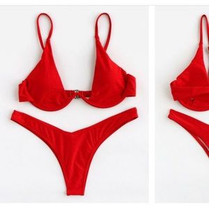 NWOT red underwire high leg bikini